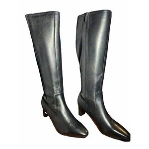 Rockport TruTech Women's Black Leather Knee High Riding Boots Zip 8.5M wide calf